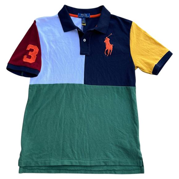 Polo Ralph Lauren Big Pony Patchwork Colorblock Polo Kids Sz L (14/16) - Picture 2 of 5